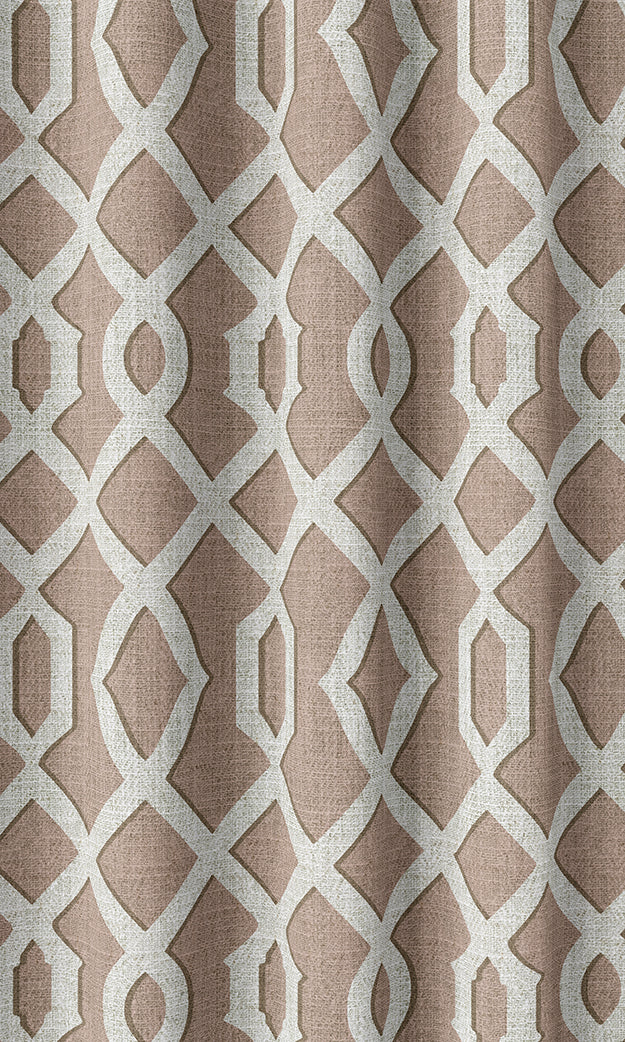 Trellis Patterned Home Textile Fabric Material By the Metre (Soft Pink/ White)