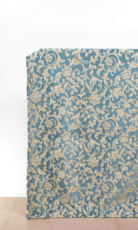 Floral Velvet Home Décor Fabric By the Metre (Beige/ Brown/ Blue)