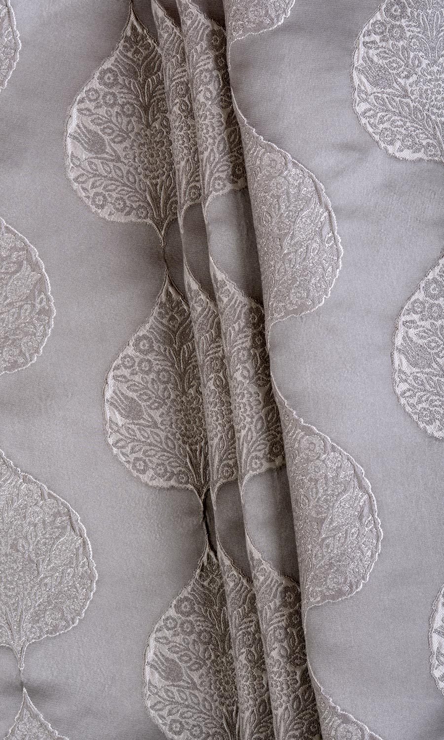 Ogee Patterned  Fabric Material By the Metre (Pale Gray)