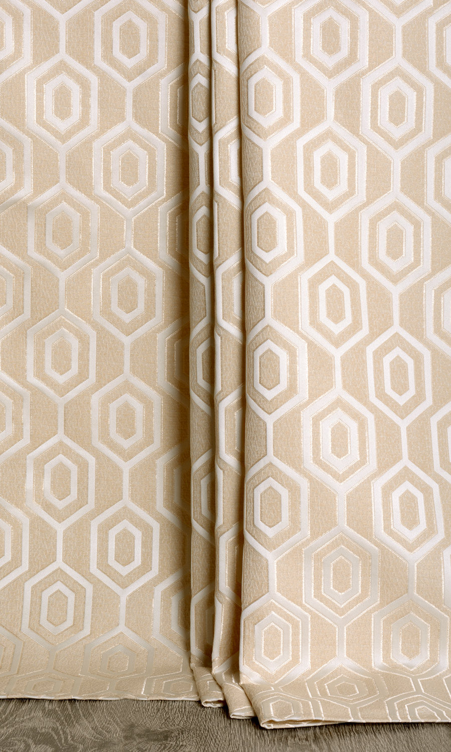 Honeycomb Patterned Window Treatments Fabric By the Metre (Sand Beige/ White)