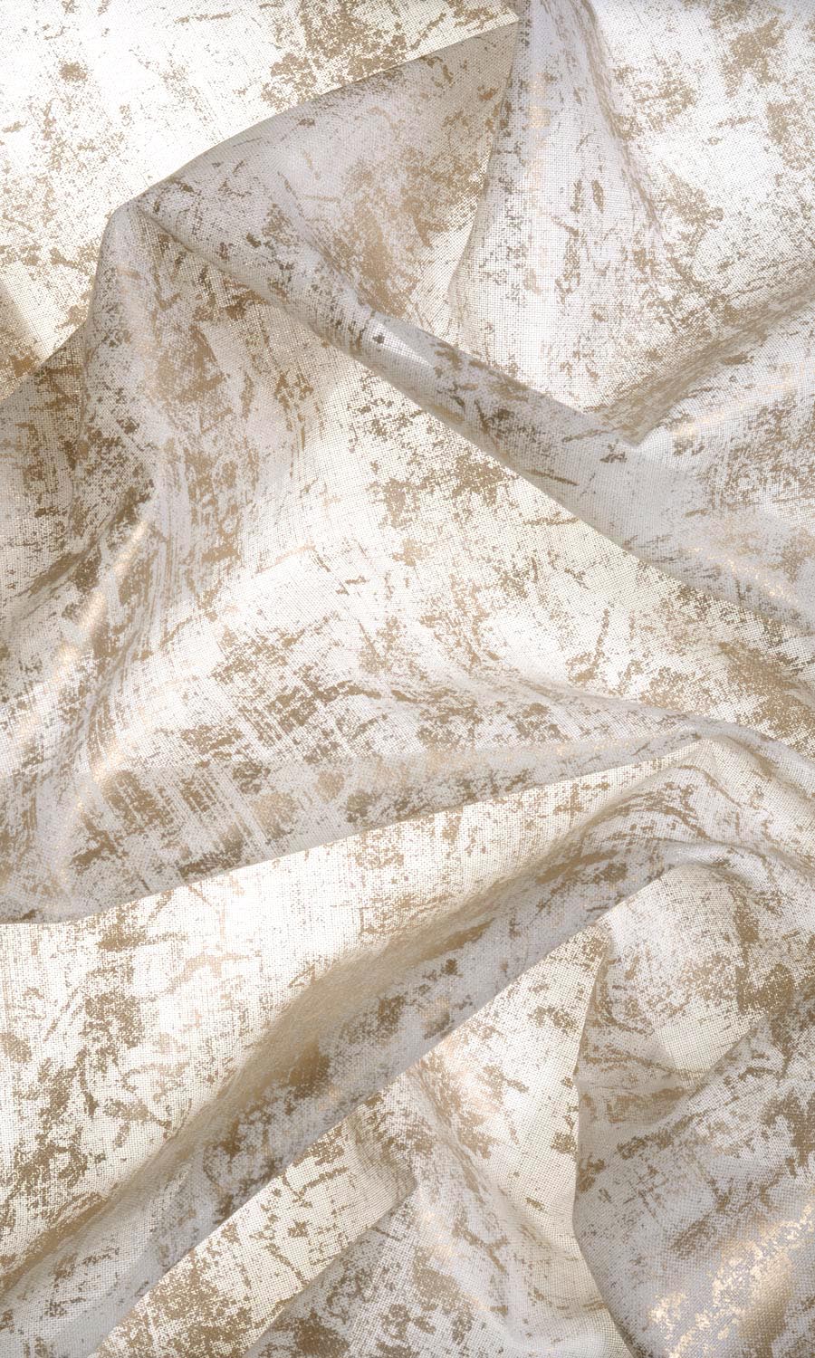 Sheer Home Textile Fabric Material Sample (White/ Metallic Golden)