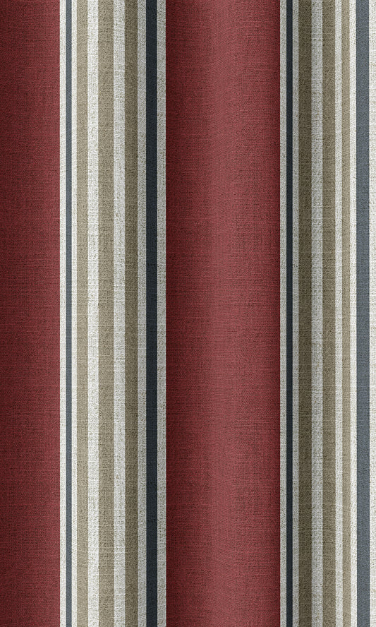 Striped Home Décor Fabric By the Metre (Deep Red/ Beige)
