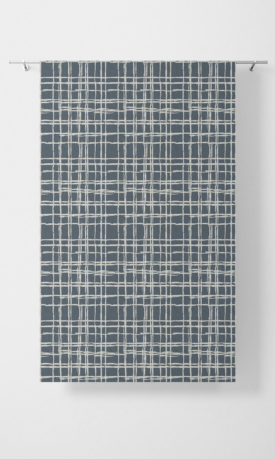 Abstract Patterned Home Textile Fabric Material Sample (Petrol Blue/ White)