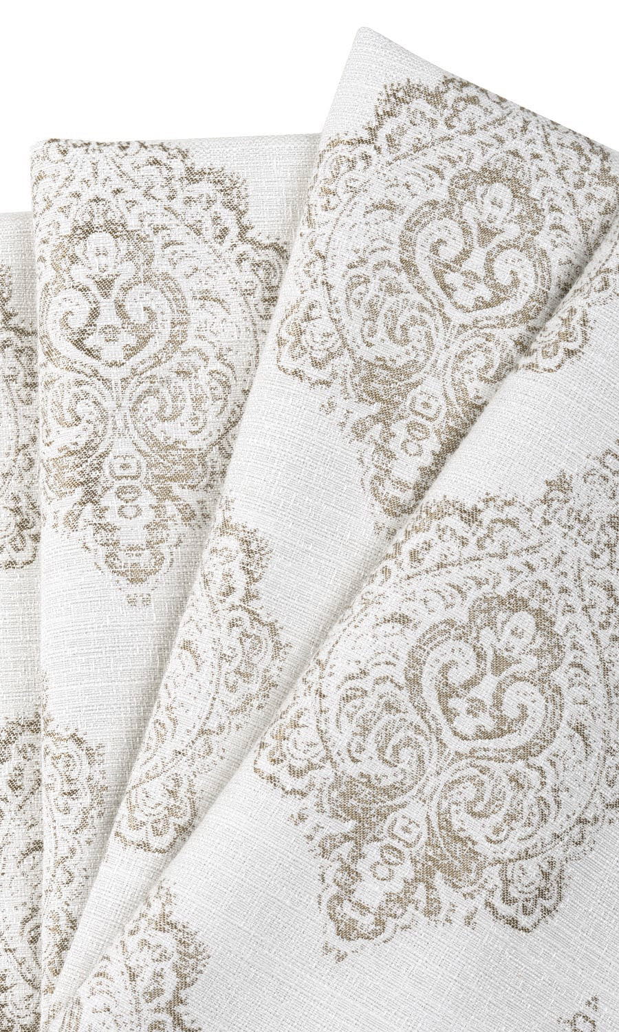 Damask Poly-Cotton Home Textile Fabric Material By the Metre (Cream/ Pale Beige)