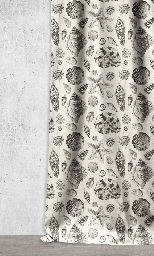 Coastal Theme Home Décor Fabric By the Metre (Black/ Milky White)