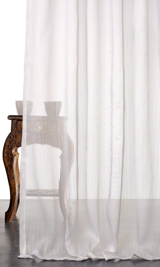 Striped Sheer Fabric Blinds (White)