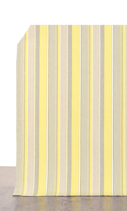 Striped  Home Décor Fabric Sample (Yellow/ Gray/ White)