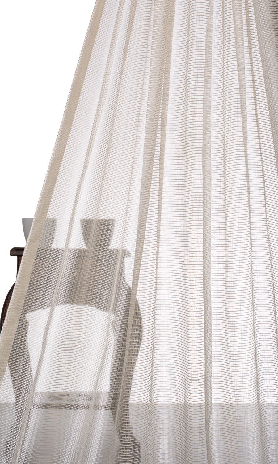 Textured Sheer Flat, Plain, Fake, Faux, European Relaxed Roman Blinds (Ivory/ Pale Beige)