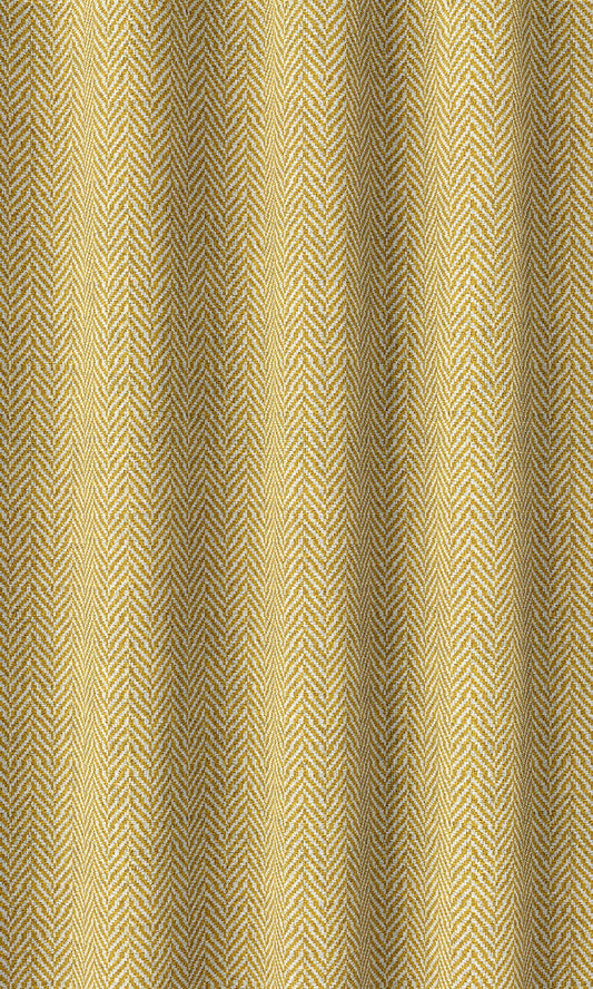 Herringbone Home Décor Fabric By the Metre (Deep Yellow/ White)