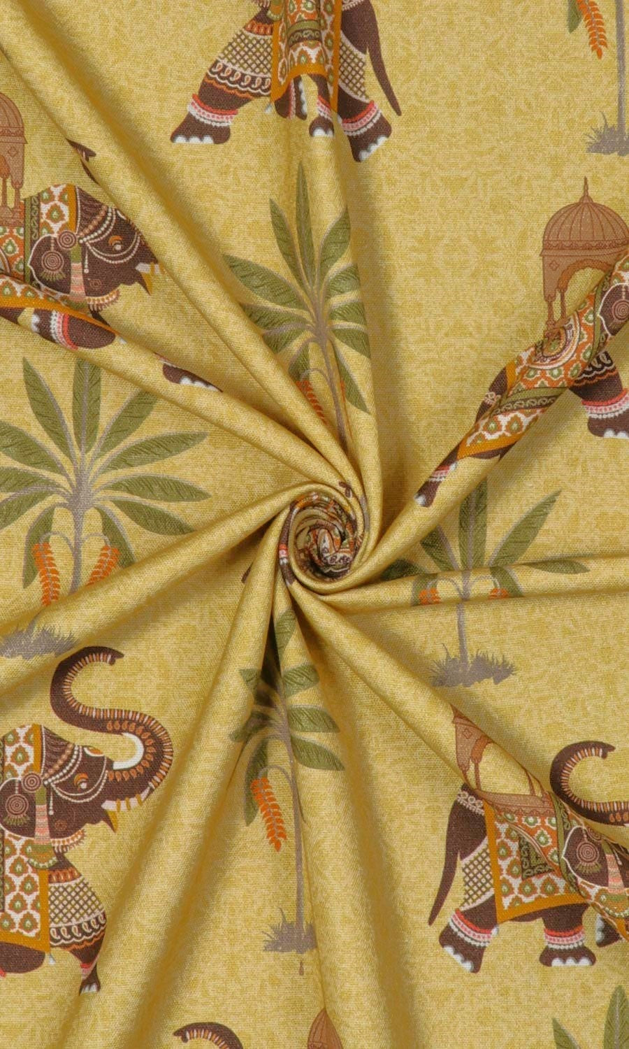 Cotton Printed Free Fabric Material Sample (Mustard Yellow)