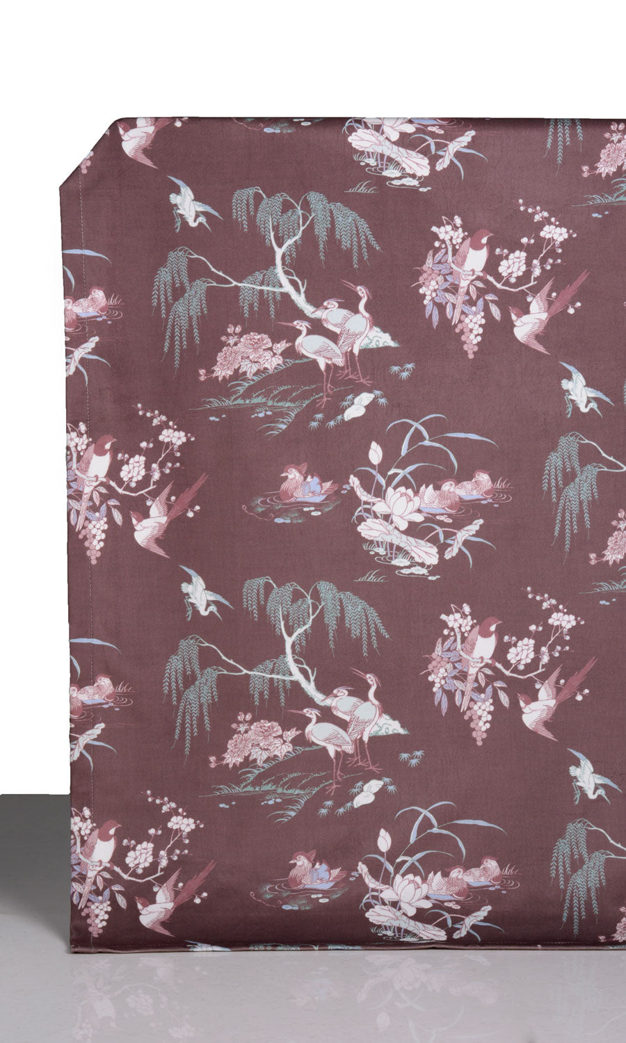 Chinoiserie Toile Velvet Window Treatments Fabric By the Metre (Burgundy Red)