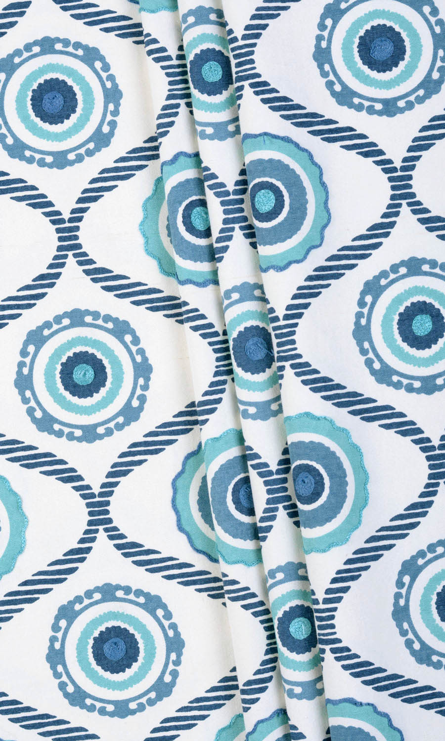 Printed Home Textile Fabric Material Sample (Blue/ White)