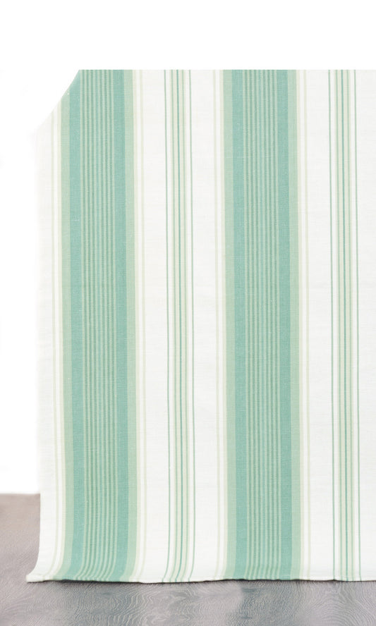 Striped Home Décor Fabric Sample (Seafoam Green/ White)