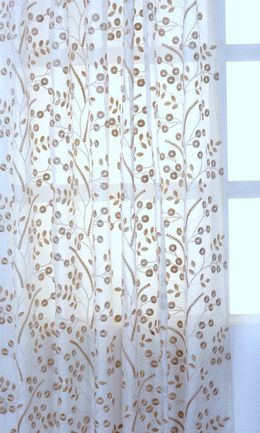 Nature Inspired Sheer Blinds (White/ Golden Beige)