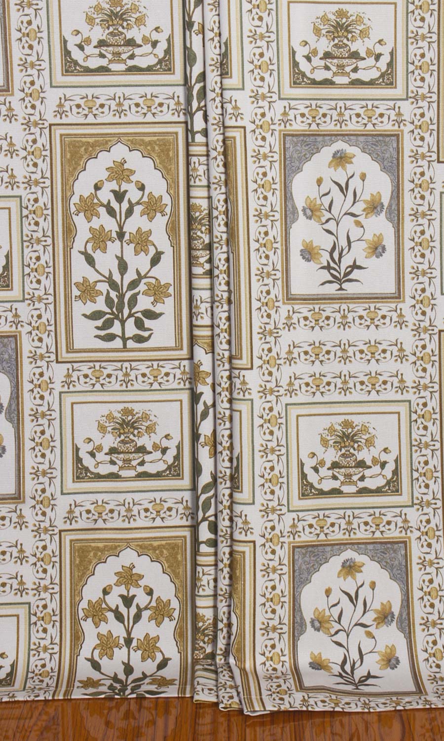 Floral Cotton Window Treatments Fabric By the Metre (Grey/ Yellow)