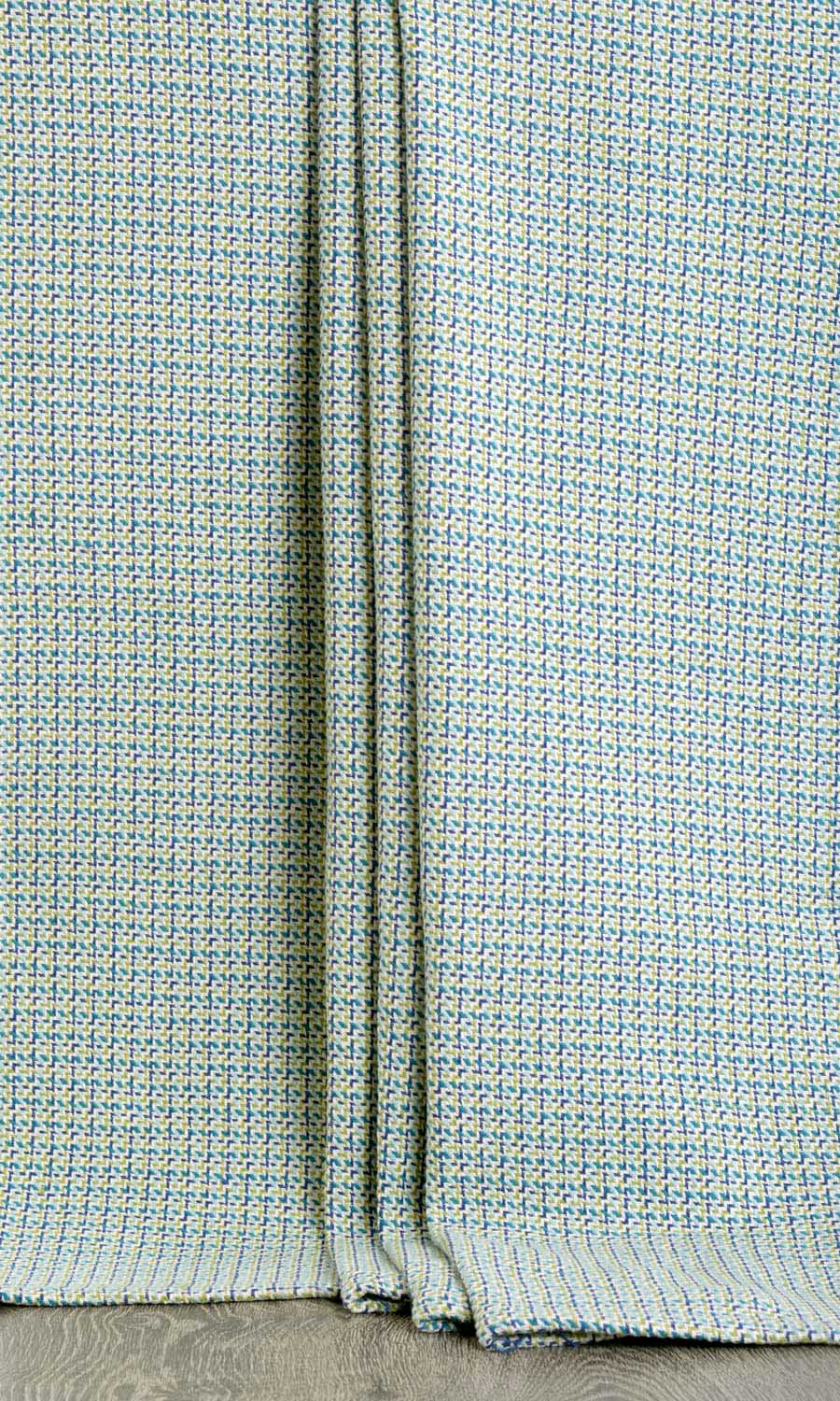 Houndstooth Patterned  Home Textile Fabric Material Sample (Blue/ Green)