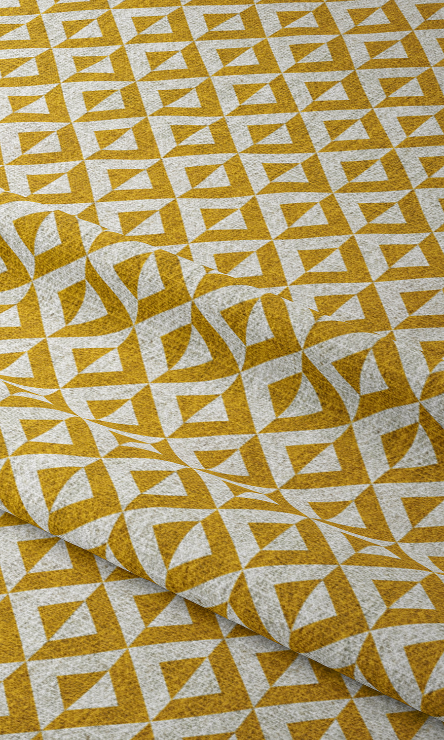 Geometric Print Window Treatments Fabric Sample (Deep Yellow/ White)