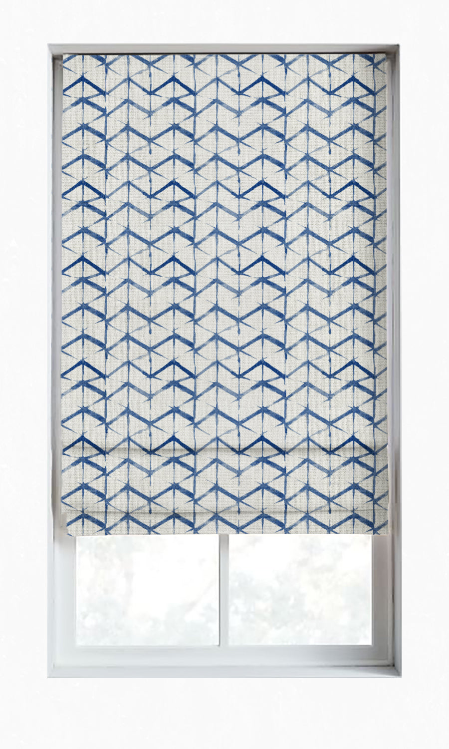 Geo Print Shades (Eggshell White/ Blue) for Living, Bedroom, Kitchen, Bathroom