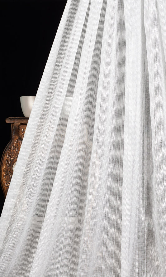 Textured Striped Sheer Blinds (White)