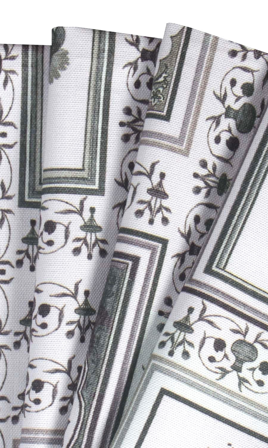 Floral Cotton Fabric Material By the Metre (White/ Grey)