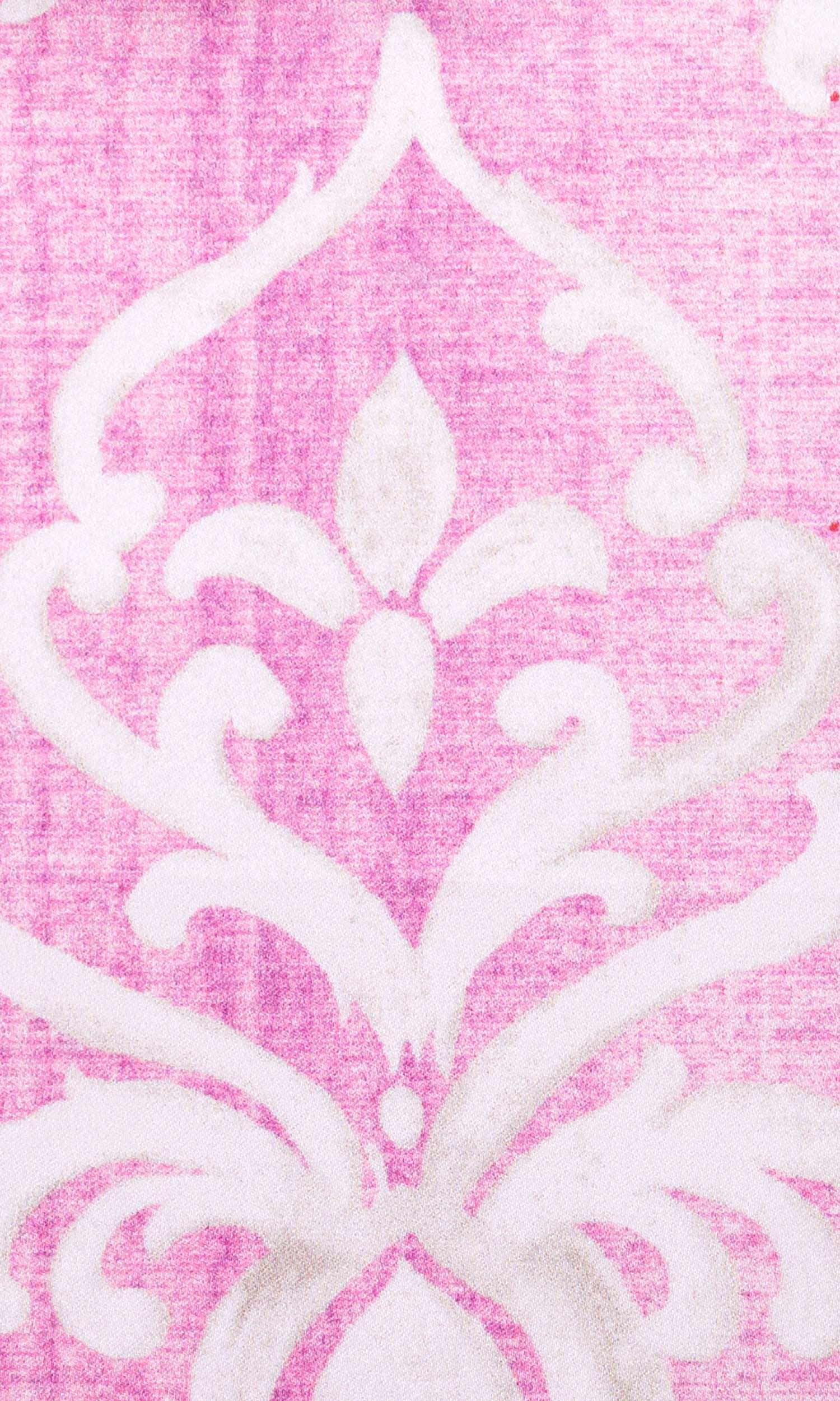 Damask Home Textile Fabric Material By the Metre (Pink/ White)