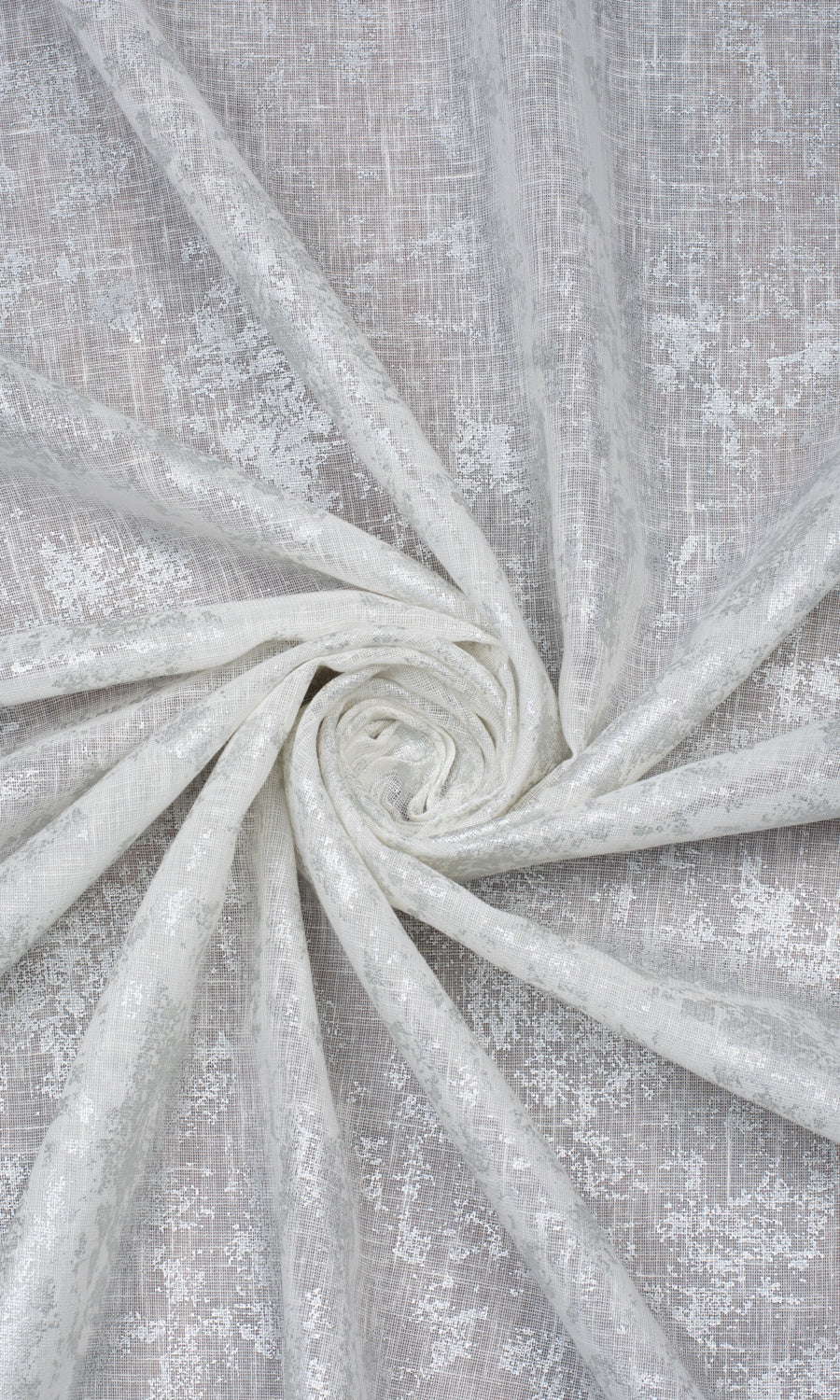 Textured Semi-Sheer Fabric By the Metre for Roman Blinds & Shades (White/ Silver)