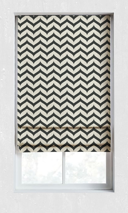 Geo Print Fabric Blinds (Black/ Ivory)