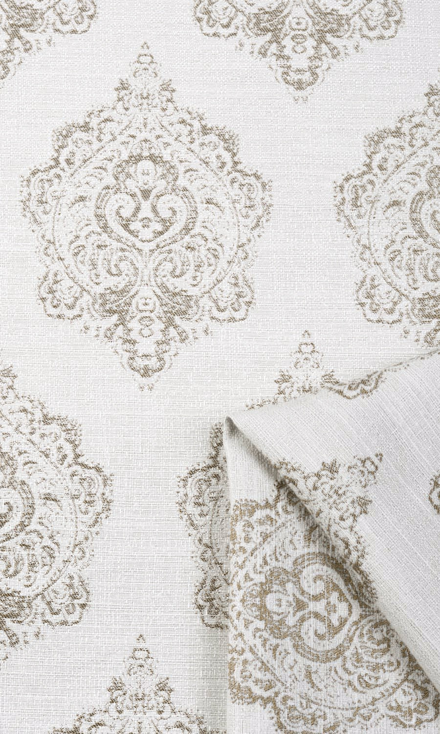 Damask Poly-Cotton Fabric By the Metre for Roman Blinds & Shades (Cream/ Pale Beige)