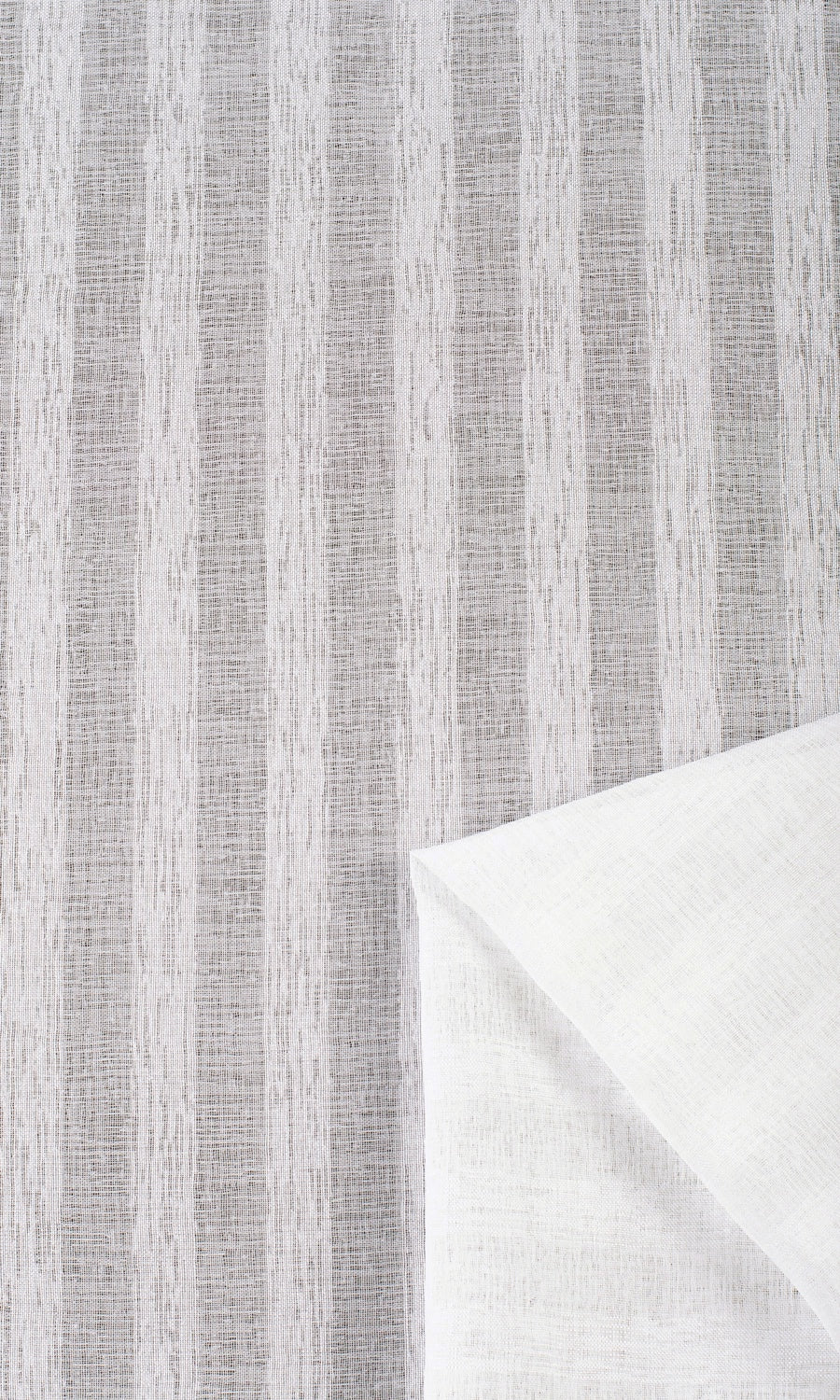 Textured Striped Sheer Home Textile Fabric Material By the Metre (White)