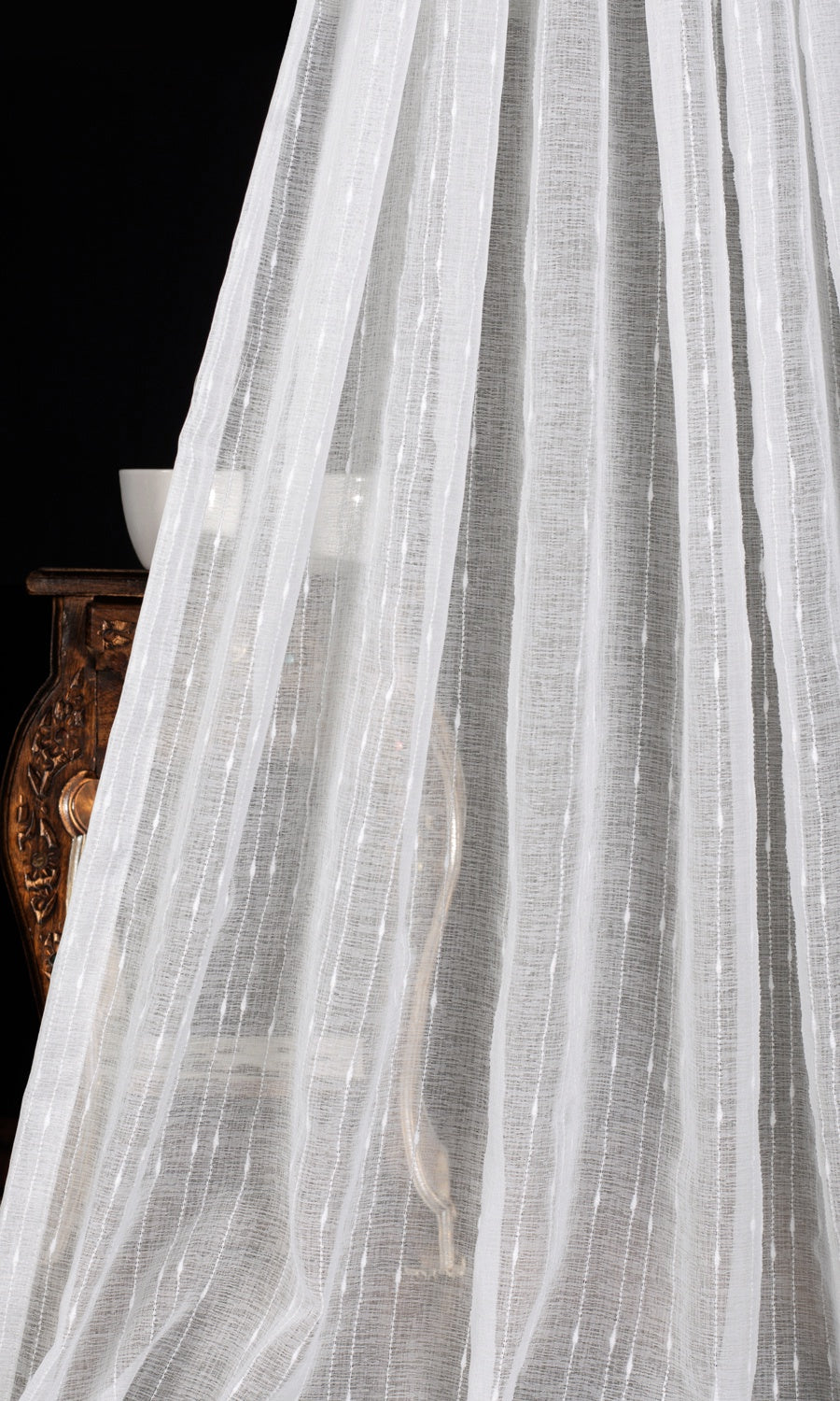 Striped Sheer Fabric Blinds (White) Extra Long Short Wide