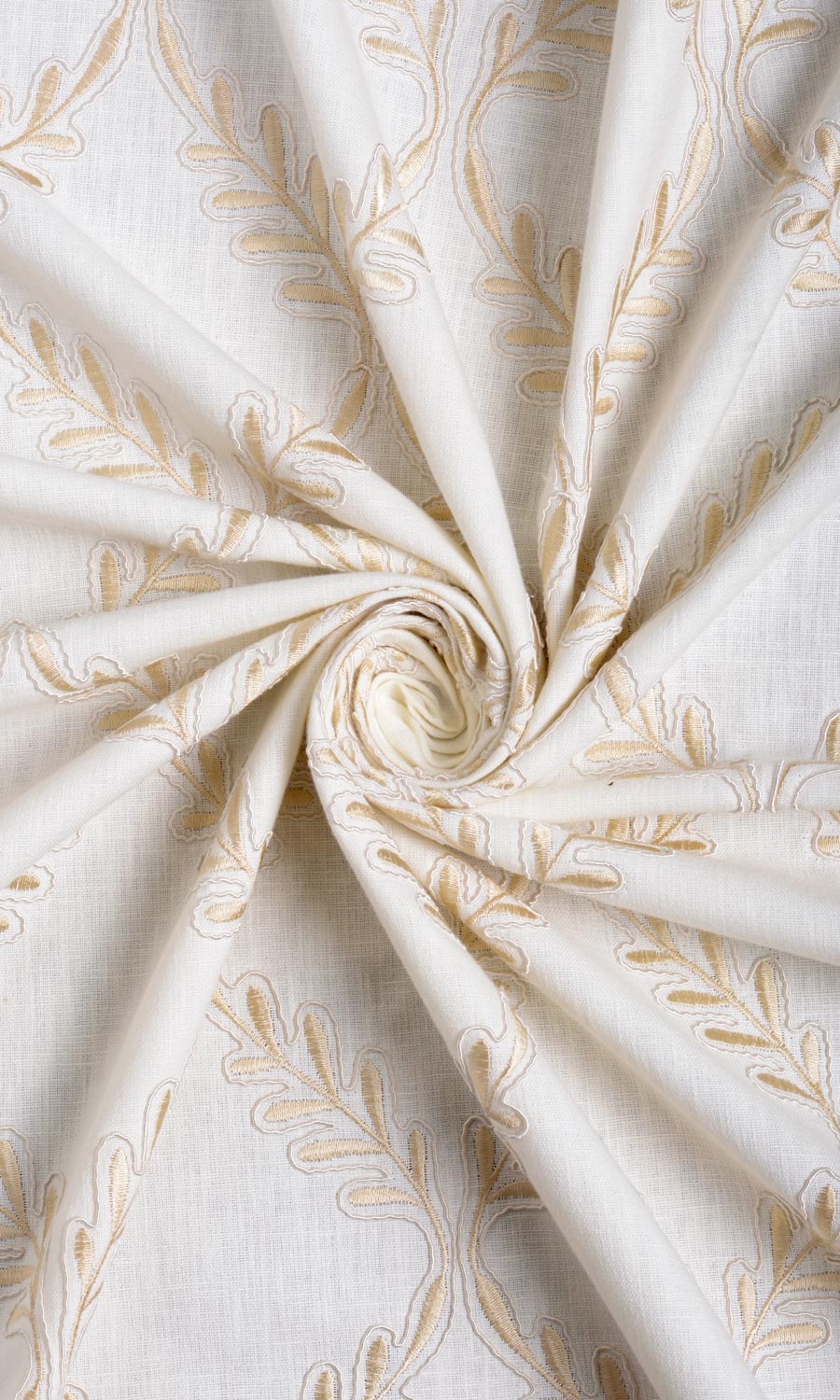 Poly-Linen Embroidered Roman Blinds & Window Shades (White/ Cream)