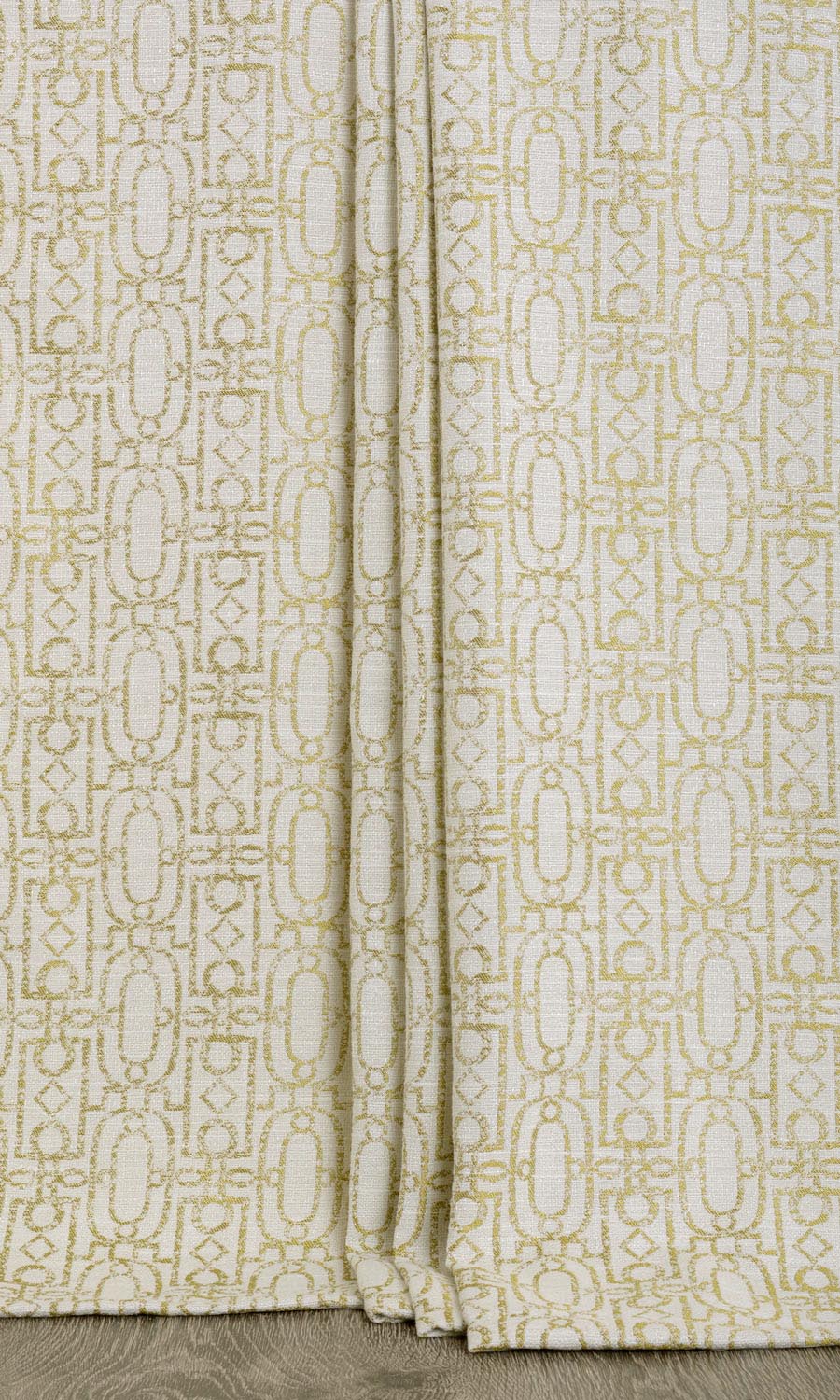 Trellis Poly-Cotton Home Décor Fabric By the Metre (Off White/ Green)