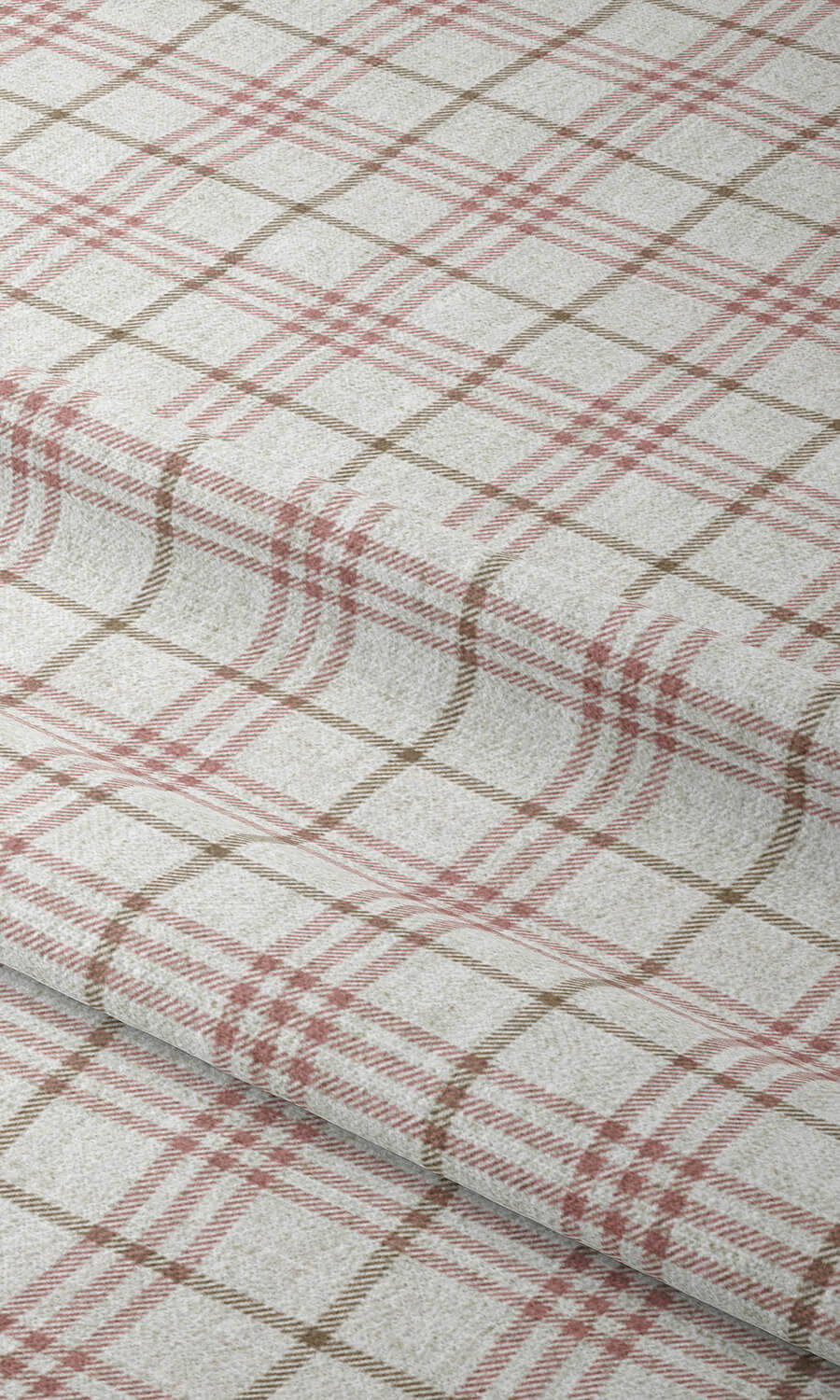 Checkered Fabric Material By the Metre (White/ Pink/ Red)