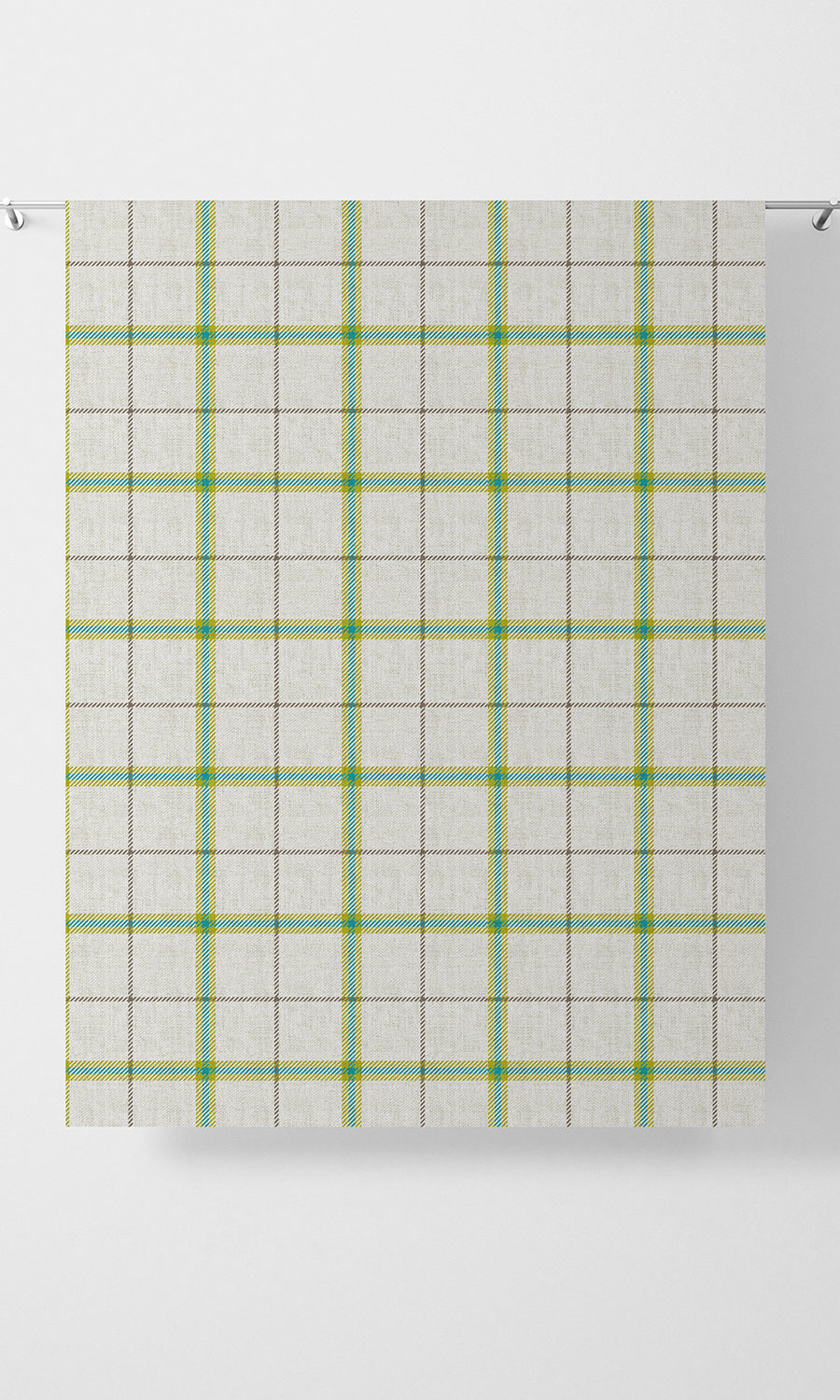 Check Print Free Fabric Material Sample (Linen White/ Green/ Blue)