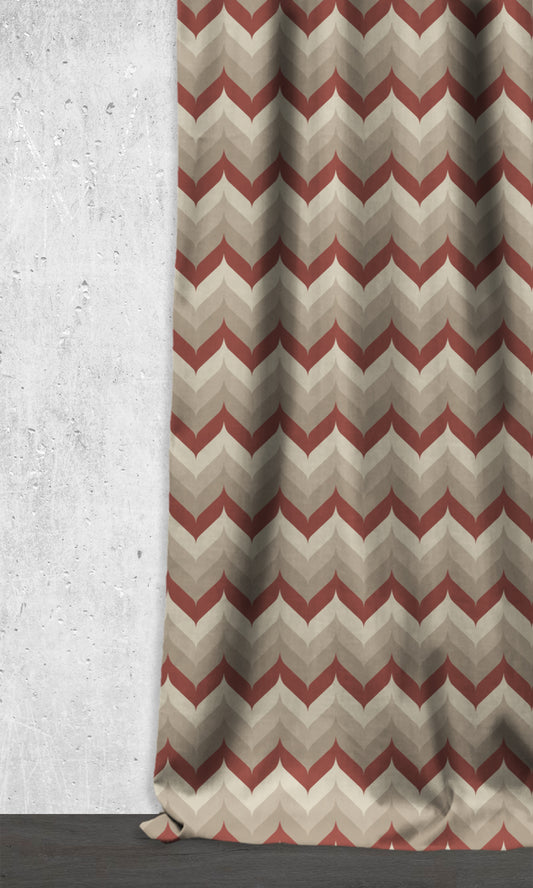 Dimout Home Décor Fabric Sample (Red/ Beige/ Pale Grey)