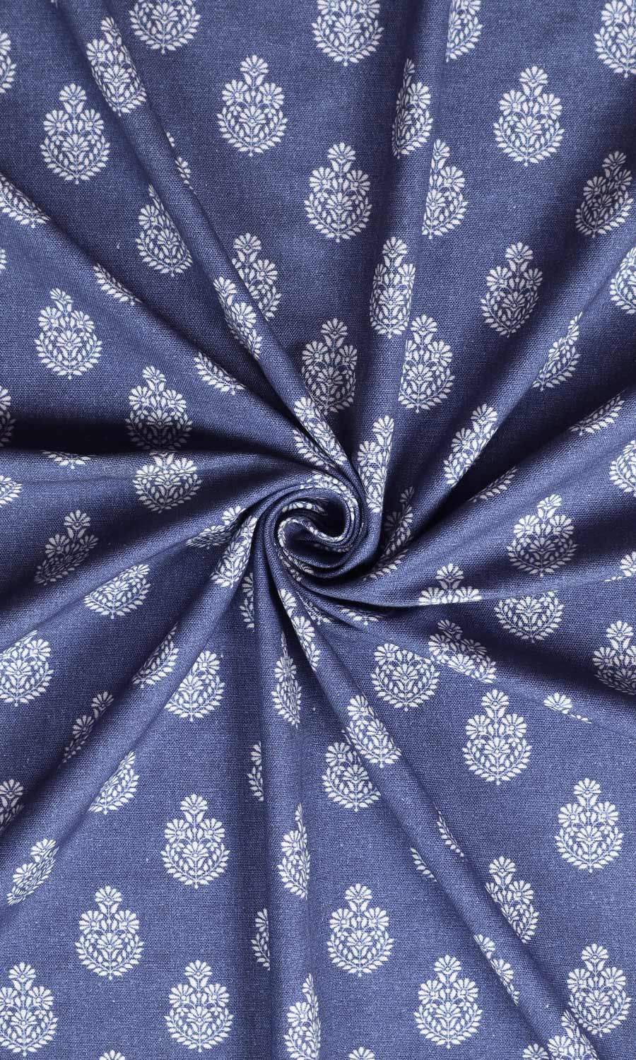 Floral Cotton Roman Blinds & Window Shades (Blue)