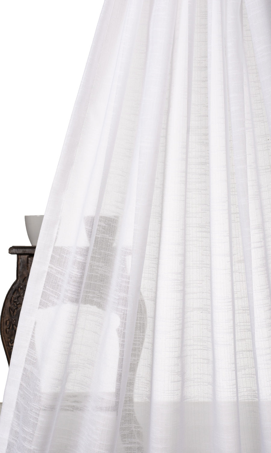 Textured Sheer Home Textile Fabric Material By the Metre (White)