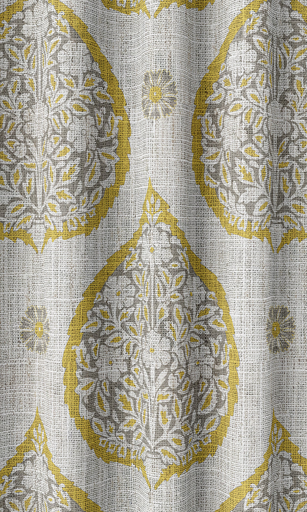 Paisley Flat, Plain, Fake, Faux, European Relaxed Roman Blinds (Yellow/ Gray)