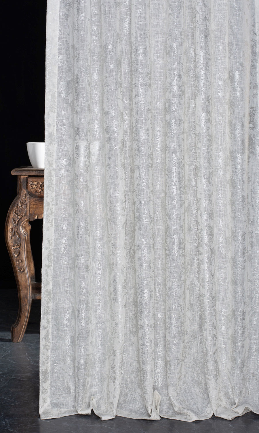 Metallic Accent Semi-Sheer Window Treatments Fabric By the Metre (White)