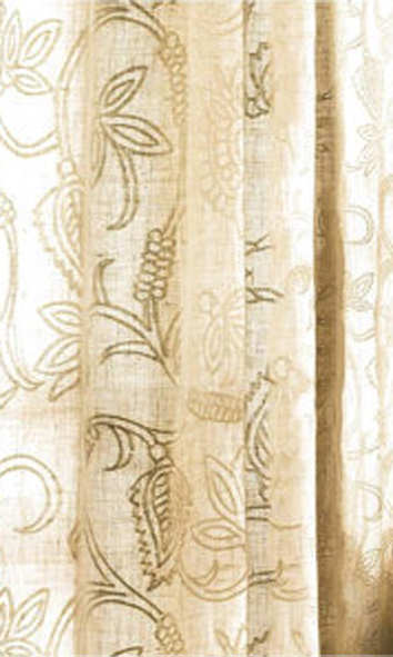 Floral Embroidered Linen Blinds (Brown) Extra Long Short Wide