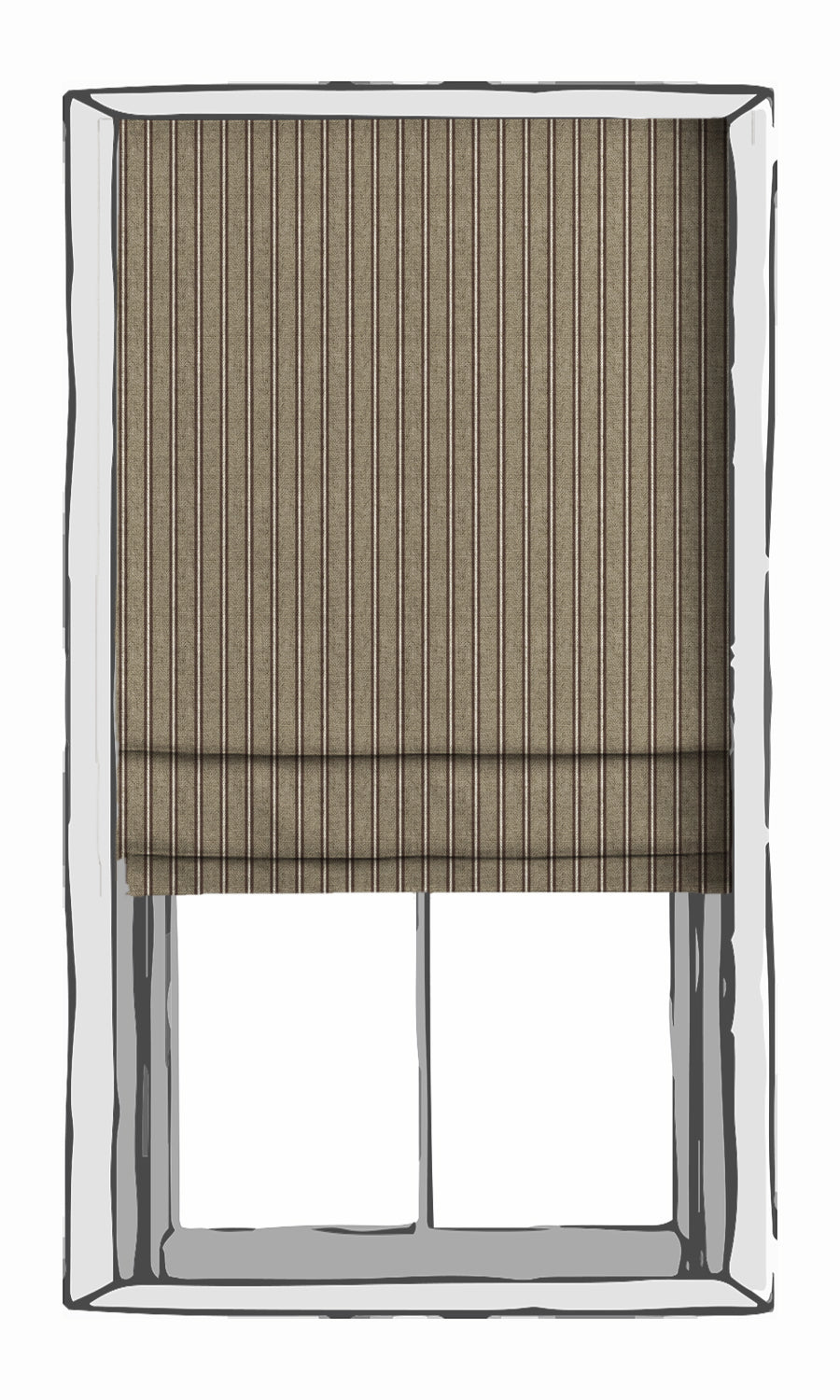 Striped Roman Shades (Beige & Brown) for Living, Bedroom, Kitchen, Bathroom