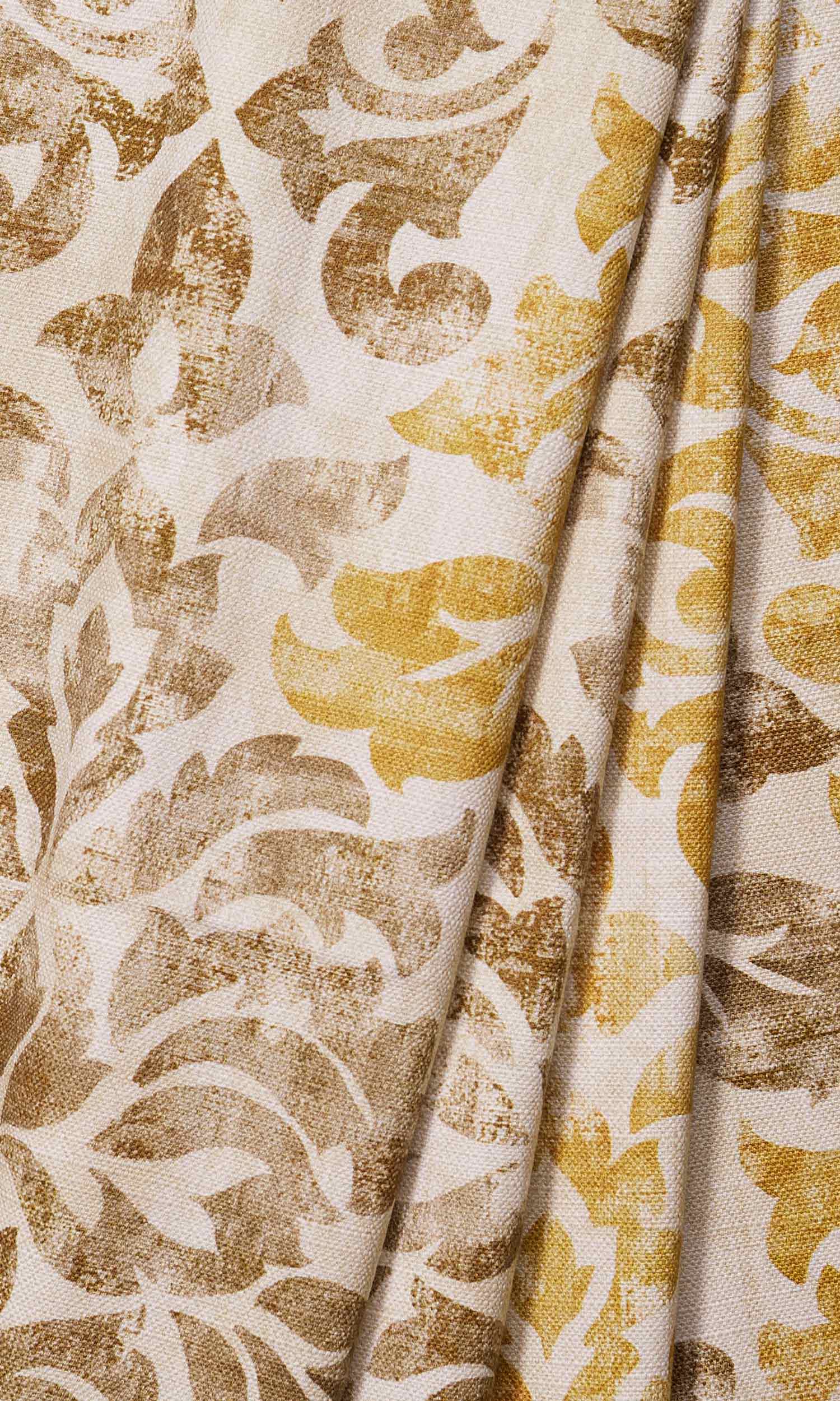 Damask Cotton Shades (Ocher Yellow/ Mocha Brown) for Living, Bedroom, Kitchen, Bathroom