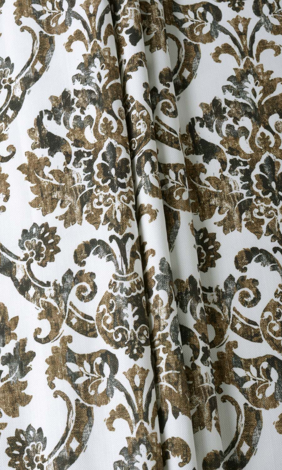 Damask Print Free Fabric Material Sample (Brown/ Grey)