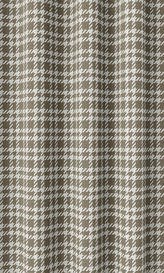 Checkered Home Décor Fabric By the Metre (Cedar Brown/ White)