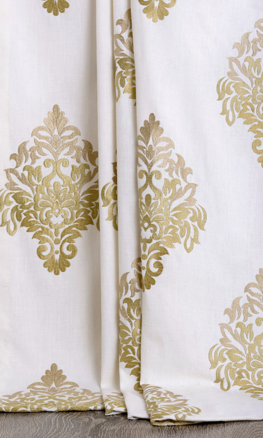 Damask Patterned  Home Décor Fabric Sample (Ivory/ Beige/ Brown)