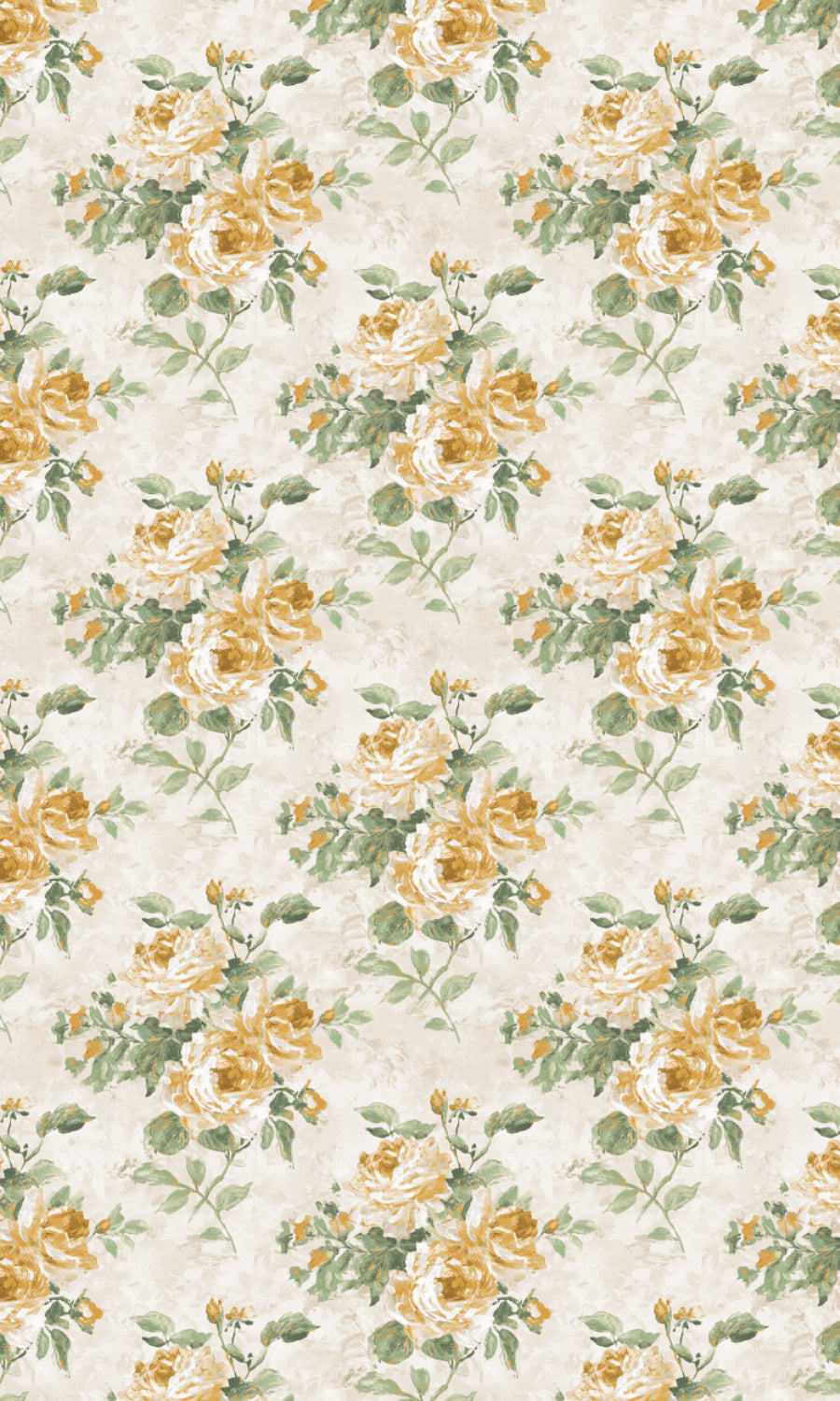 Dimout Floral Home Textile Fabric Material Sample (Yellow/ Ivory/ Green)