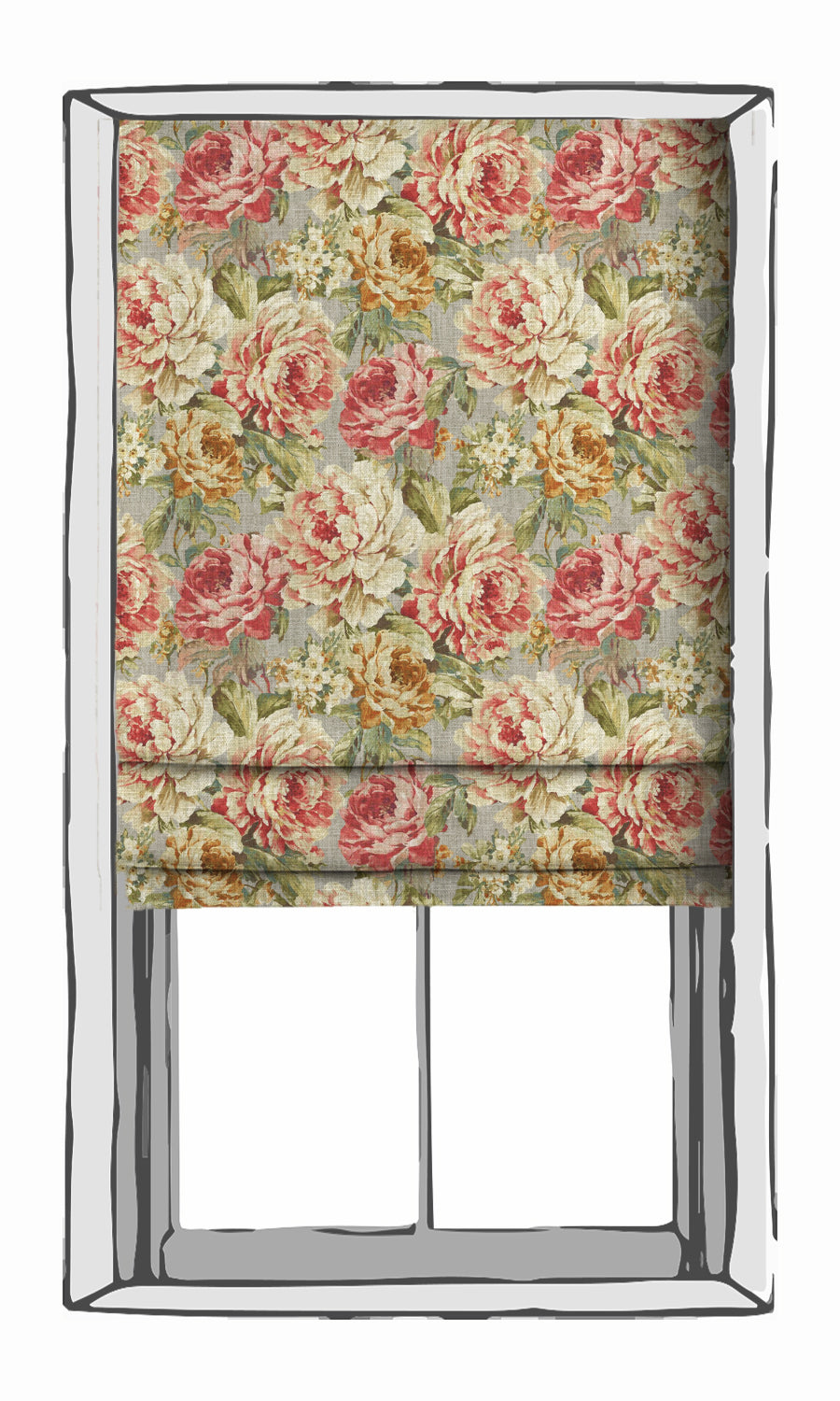 Floral Print Window Treatments Fabric Sample (Pink/ Orange)