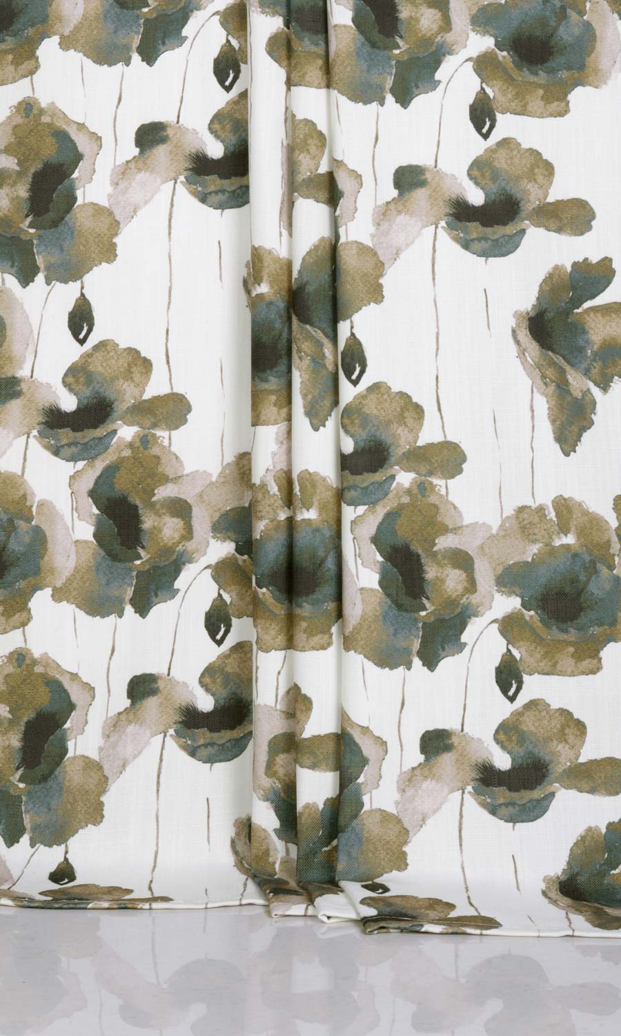 Water Lilies Floral Window Treatments Fabric Sample (Brown/ Grey)
