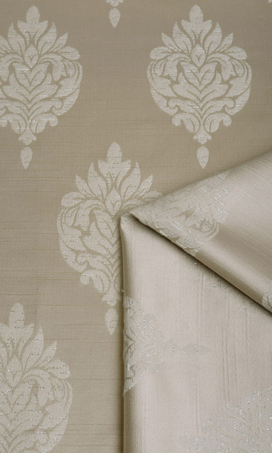 Damask Embossed Home Décor Fabric Sample (Brown/ Beige)