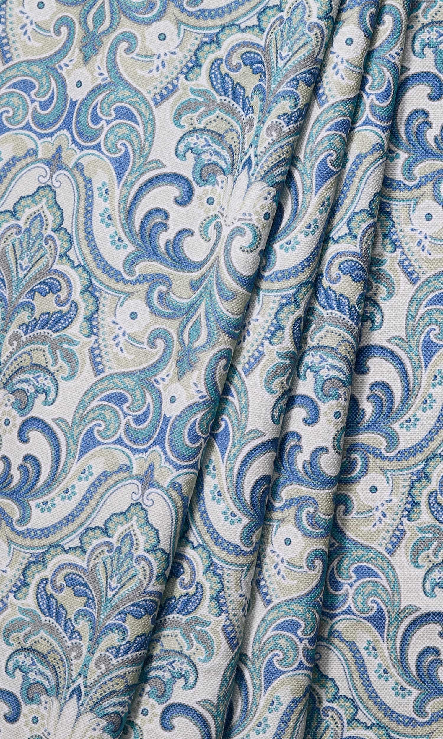 Fleur De Lis Print Window Treatments Fabric By the Metre (Blue)
